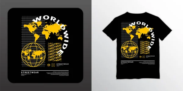 Diseño Mundial Camiseta Conveniente Para Serigrafía Chaquetas Otros — Vector de stock