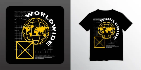 Diseño Mundial Camiseta Conveniente Para Serigrafía Chaquetas Otros — Vector de stock