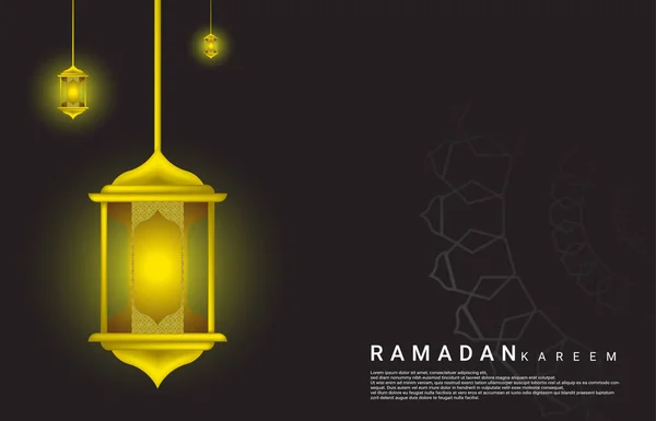 Ramazan Arkaplan Tasarımı Altın Rengi Fener Hilal Süslemeleri Ile Ramazan — Stok Vektör
