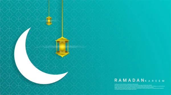 Ramadan Achtergrond Ontwerp Met Goudkleurige Lantaarn Ornamenten Compleet Met Goud — Stockvector