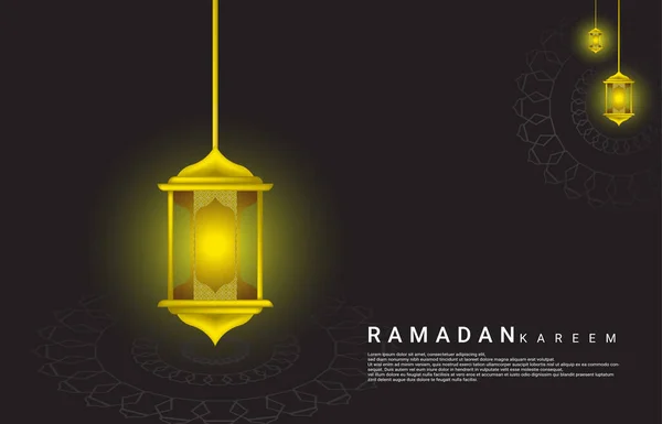 Ramazan Arkaplan Tasarımı Altın Rengi Fener Hilal Süslemeleri Ile Ramazan — Stok Vektör