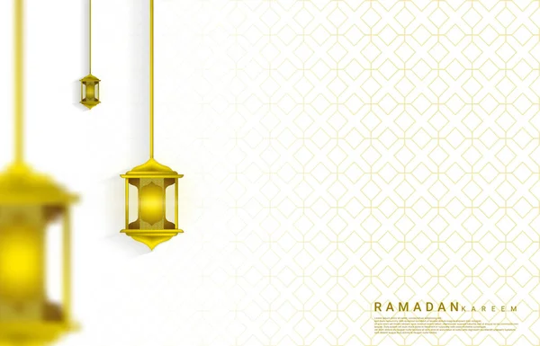 Ραμαζάνι Σχεδιασμός Φόντου Χρυσά Χρωματιστά Φανάρια Στολίδια Και Πλήρης Χρυσές — Διανυσματικό Αρχείο