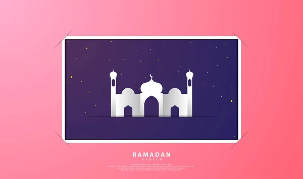 Ramazan Temalı Tasarım Kağıt Kesim Tarzıyla Cami Yıldızların Eklenmesiyle Ramazan — Stok Vektör