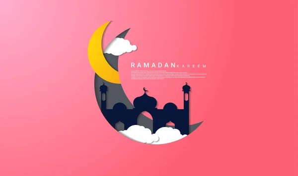 Design Com Tema Ramadan Com Estilo Corte Papel Adequado Para —  Vetores de Stock