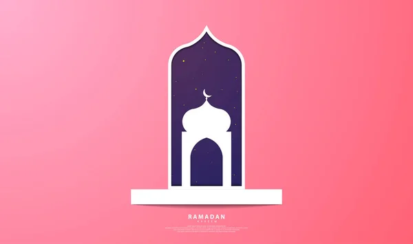 Design Com Tema Ramadan Com Estilo Corte Papel Com Adição —  Vetores de Stock