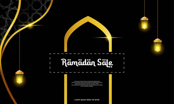 Fundo Temático Ramadã Com Uma Mistura Ouro Preto Perfeito Para — Vetor de Stock