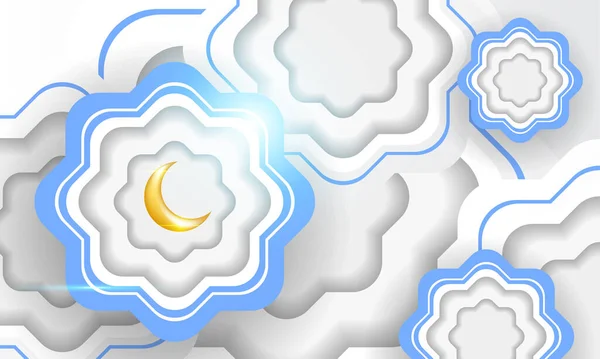 斋月设计 剪纸风格 白色和蓝色 适合互补的伊斯兰主题 — 图库矢量图片