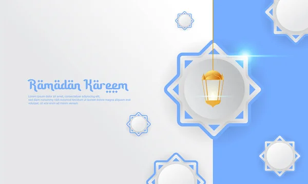 Ramadan Ontwerp Met Papier Gesneden Stijl Wit Blauw Geschikt Voor — Stockvector