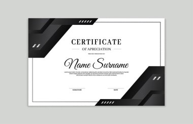 Siyah beyaz sertifika sınır şablonu. Takdir, iş ve eğitim ihtiyaçları için