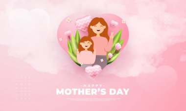 Mutlu Anneler Günü tasarımı, tebrik kartları, satış promosyonları, senetler, afişler ve diğerleri için uygun.