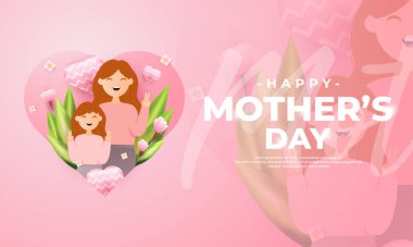 Mutlu Anneler Günü tasarımı, tebrik kartları, satış promosyonları, senetler, afişler ve diğerleri için uygun.