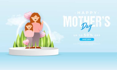 Mutlu Anneler Günü tasarımı, tebrik kartları, satış promosyonları, senetler, afişler ve diğerleri için uygun.