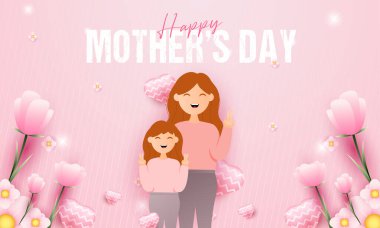 Mutlu Anneler Günü tasarımı, tebrik kartları, satış promosyonları, senetler, afişler ve diğerleri için uygun.