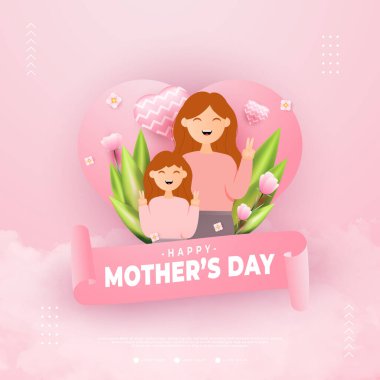 Mutlu Anneler Günü tasarımı, tebrik kartları, satış promosyonları, senetler, afişler ve diğerleri için uygun.