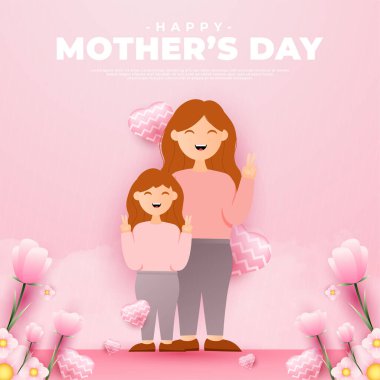 Mutlu Anneler Günü tasarımı, tebrik kartları, satış promosyonları, senetler, afişler ve diğerleri için uygun.