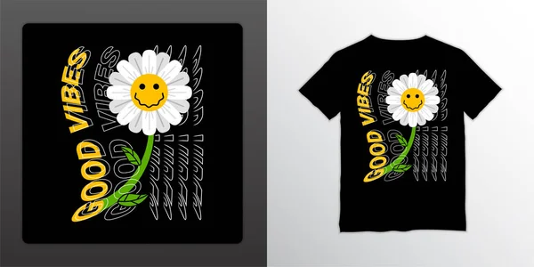 Dobre Wibracje Streetwear Shirt Design Nadaje Się Sitodruku Kurtki Inne — Wektor stockowy