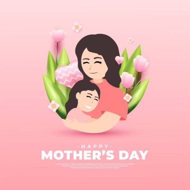 Mutlu Anneler Günü tasarımı, tebrik kartları, satış promosyonları, senetler, afişler ve diğerleri için uygun.