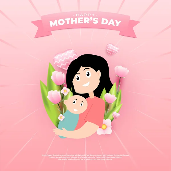 Happy Mother Day Design Suitable Greeting Cards Sales Promotions Vouchers — Stock Vector