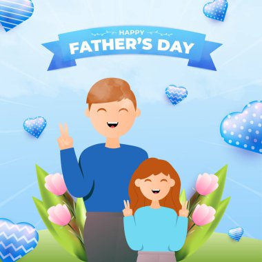 Mutlu babalar günü tasarımı, mavi ve beyaz