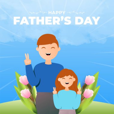 Mutlu babalar günü tasarımı, mavi ve beyaz