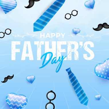Mutlu babalar günü tasarımı, mavi ve beyaz