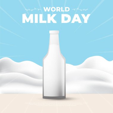 dünya süt günü tasarımı, poster, afiş, sosyal medya paylaşımı vs. için uygun