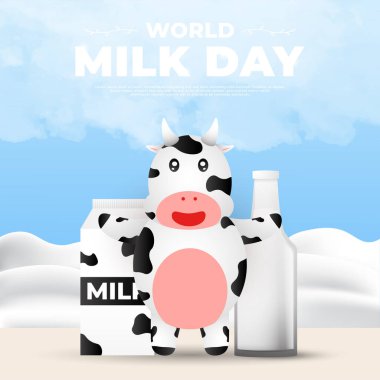dünya süt günü tasarımı, poster, afiş, sosyal medya paylaşımı vs. için uygun