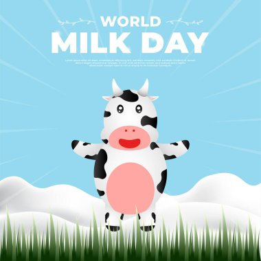 dünya süt günü tasarımı, poster, afiş, sosyal medya paylaşımı vs. için uygun