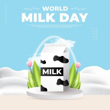 dünya süt günü tasarımı, poster, afiş, sosyal medya paylaşımı vs. için uygun