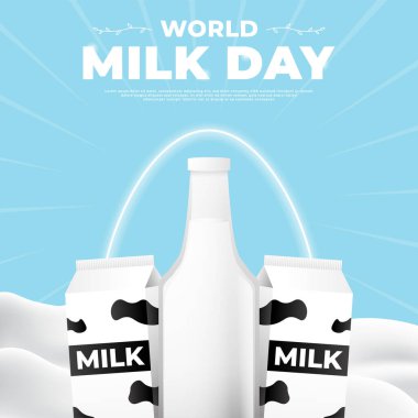 dünya süt günü tasarımı, poster, afiş, sosyal medya paylaşımı vs. için uygun
