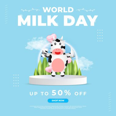 dünya süt günü tasarımı, poster, afiş, sosyal medya paylaşımı vs. için uygun