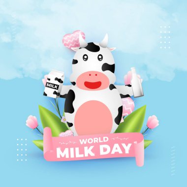 dünya süt günü tasarımı, poster, afiş, sosyal medya paylaşımı vs. için uygun