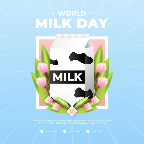 World Milk Day Design Suitable Poster Banner Social Media Post — Vector de stock