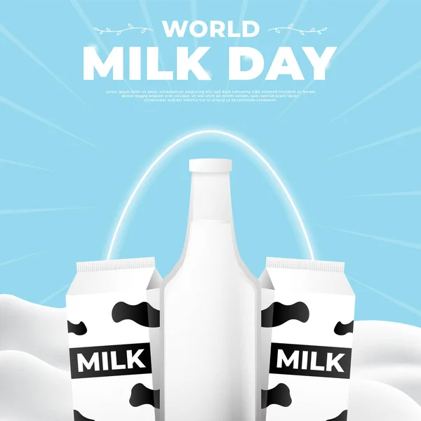 World Milk Day Design Suitable Poster Banner Social Media Post — Vector de stock