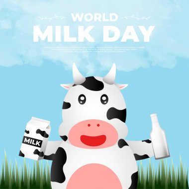 dünya süt günü tasarımı, poster, afiş, sosyal medya paylaşımı vs. için uygun