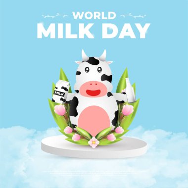 dünya süt günü tasarımı, poster, afiş, sosyal medya paylaşımı vs. için uygun