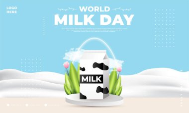 dünya süt günü tasarımı, poster, afiş, sosyal medya paylaşımı vs. için uygun