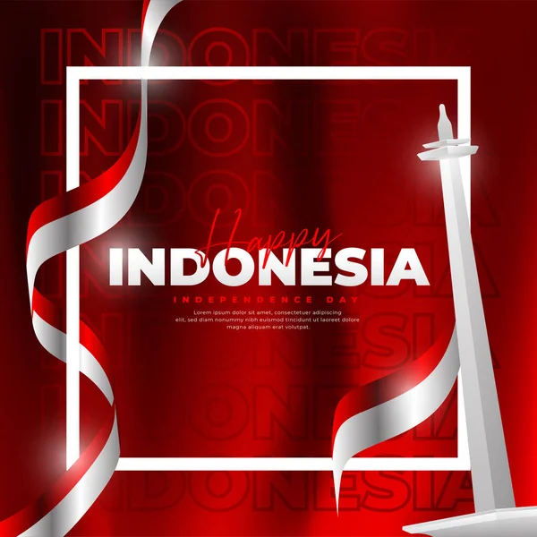 Agustus Desain Hari Kemerdekaan Indonesia Cocok Untuk Poster Spanduk Posting - Stok Vektor