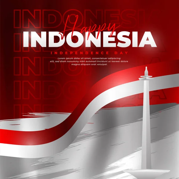 Agustus Desain Hari Kemerdekaan Indonesia Cocok Untuk Poster Spanduk Posting - Stok Vektor