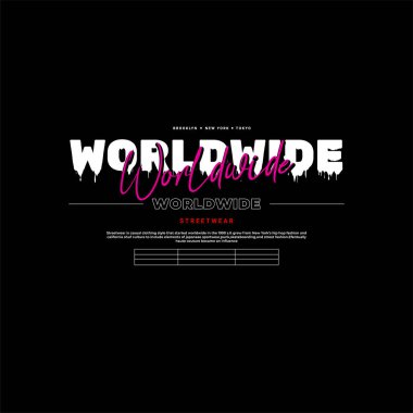 Tişört, giysi, ceket ve diğerleri için uygun dünya çapında yazı tasarımı