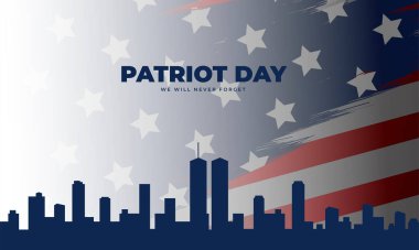 US Patriot Day illustration. patriotic templates for greeting cards, posters, banners. American flag, holiday message. We will never forget the Victims of 9.11 Terrorist Attacks
