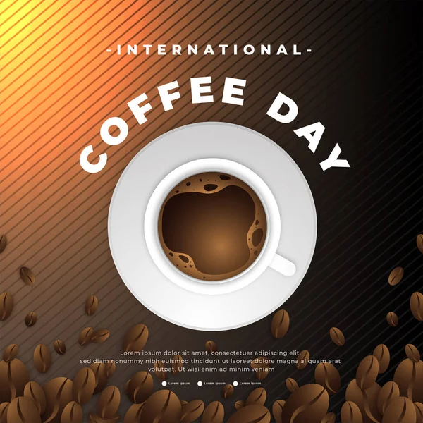 Modern Premium International Coffee Day Greeting Design — Vector de stock