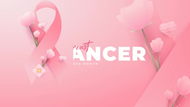 Saludos Animados Para Mes Concientización Sobre Cáncer Mama — Vídeos de Stock