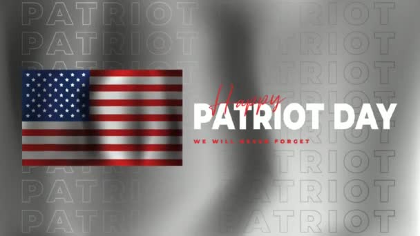 アメリカ愛国者の日のイラスト 愛国的な映像のテンプレートだ アメリカ国旗休日のメッセージ 我々は 11テロの犠牲者を決して忘れない — ストック動画