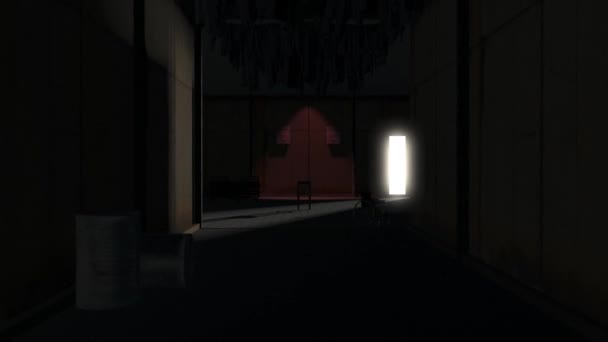 Escena de película de terror en la habitación de miedo vacío con screamer — Vídeo de stock
