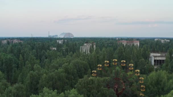 A csernobili Pripyat atomerőmű légi rálátása — Stock videók