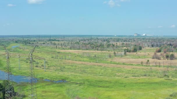 Aerial of Chernobyl zone and Pripyat city — Stock Video