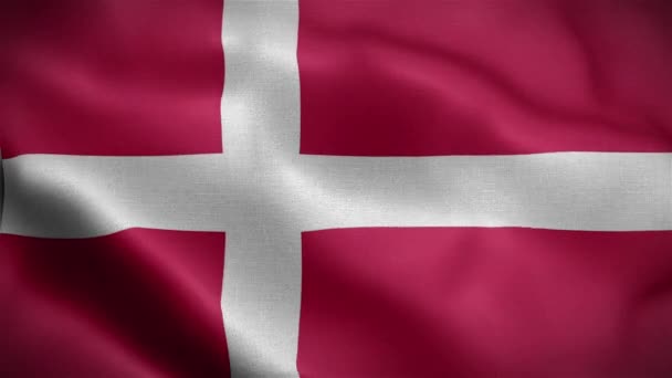 丹麦国旗 旗帜在风中飘扬丹麦国旗在风中飘扬的动画 — 图库视频影像
