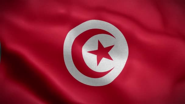 Bandiera Della Tunisia Bandiera Della Tunisia Bandiera Che Sventola Nel — Video Stock