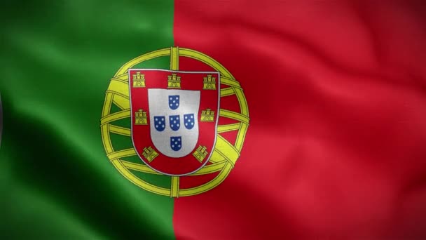 Flaga Portugalii Flaga Trzepocze Wietrze Animacja Flagi Portugalii Trzepoczącej Wietrze — Wideo stockowe